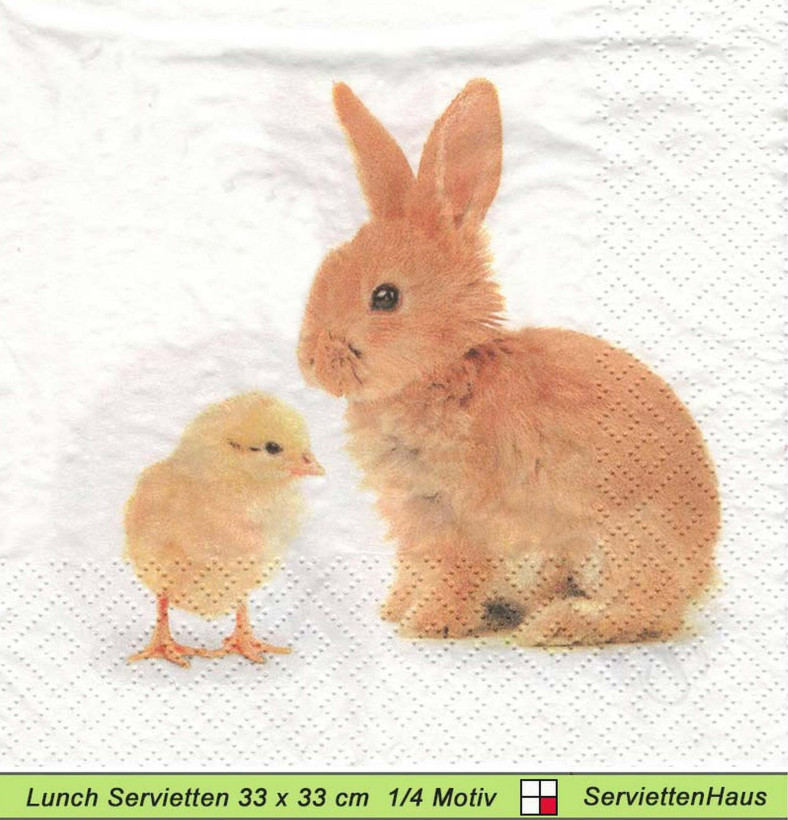 Kleiner Hase mit Küken - 1 Lunch Serviette